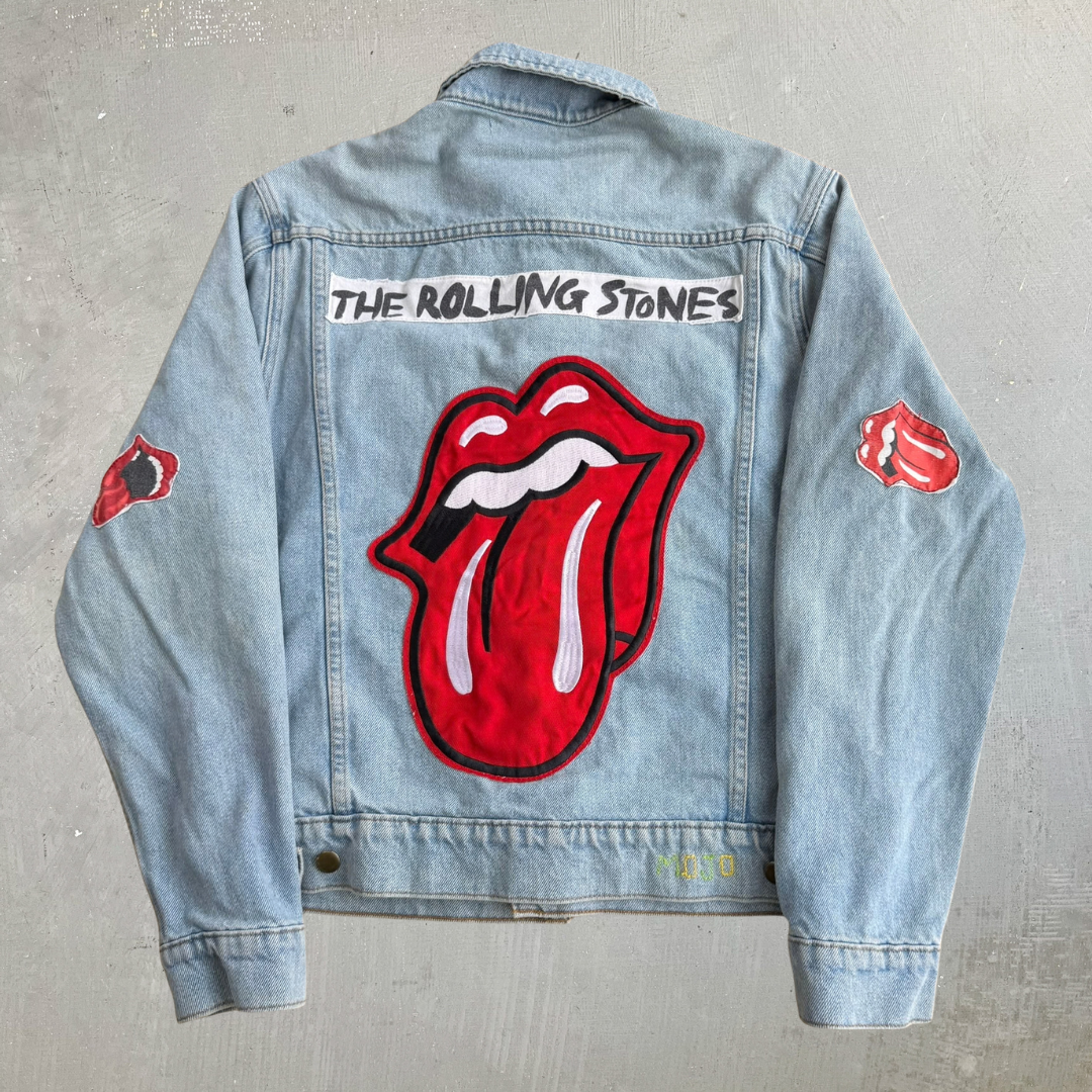 HOM The Rolling Stones Embroidered Tongue Logo Reworked Denim Jacket - M