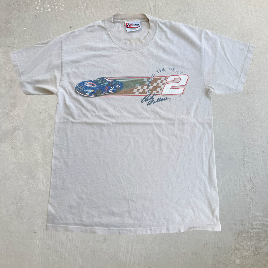 J- Vintage 00s Nascar Rusty Wallace Committed Excellence Picture Graphic Tee - M