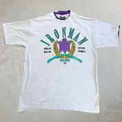 J- Vintage '92 Hawaii Ironman Race Graphic Made In USA Double Collar Tee - L