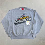 J- Vintage '04 Pittsburgh Steelers NFL Division Champions Graphic Crewneck - M