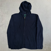 Vintage Y2K Women's Lauren Heavy Ribbed Knit Zip Up Hoodie - Women's M