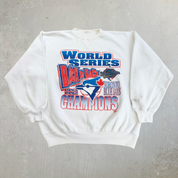 J- Vintage '93 Toronto Blue Jays MLB World Series Champions Graphic Crewneck - M