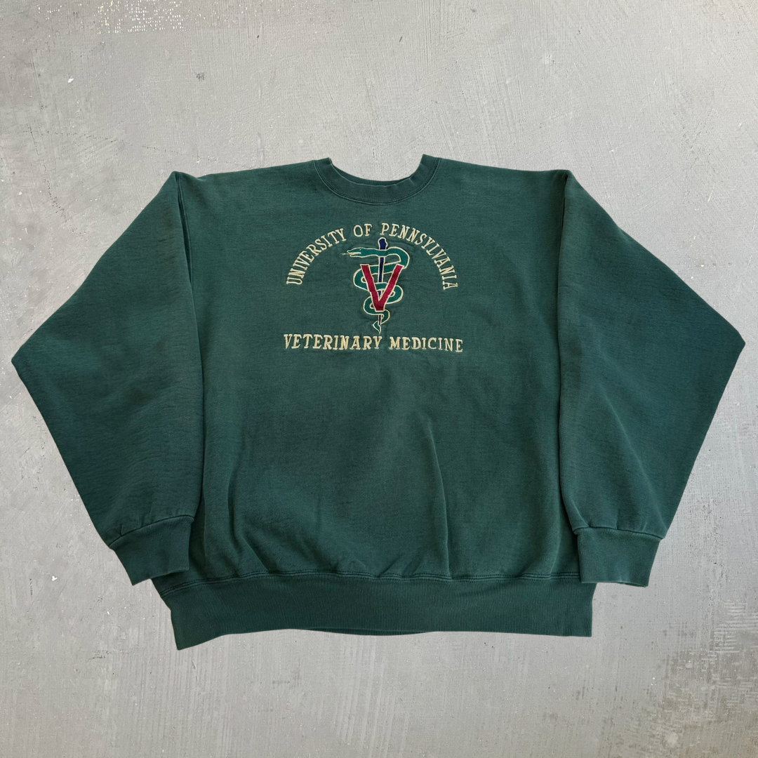 J- Vintage University Of Pennsylvania Veterinary Medicine Embroidered Text Made In USA Crewneck - 2XL
