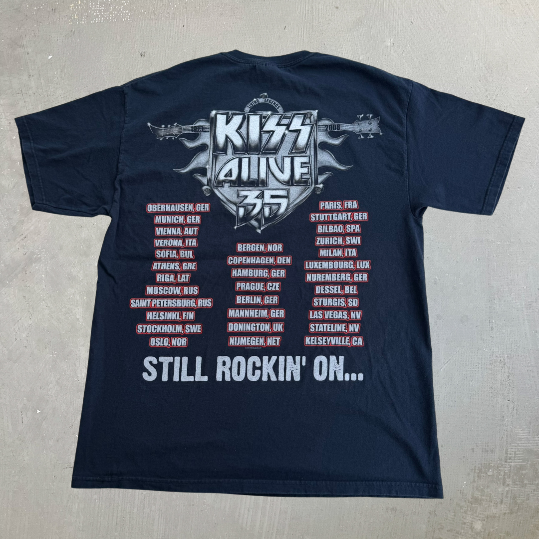 J- Vintage '08 Kiss Alive 35 Living Legends Tour Graphic Tee - L