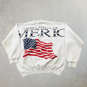J- Vintage United States Of America Text Graphic Made In USA Crewneck - L