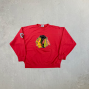 F- Vintage Chicago Blackhawks NHL Lee Embroidered Logo Crewneck