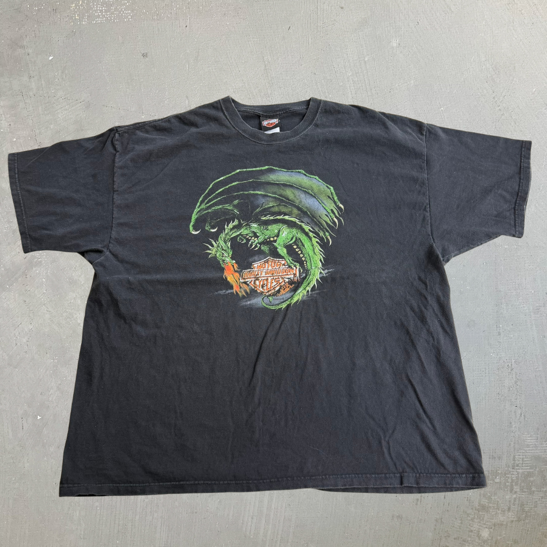 J- Vintage '01 Harley Davidson Reno Nevada Dragon Graphic Made In USA Tee - 3XL