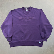 J- Vintage HG Vintage Los Angeles Embroidered Text Burgundy Russell Made In USA Crewneck - L