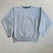 J- Vintage 90s Polo RL Embroidered Logo Grey Crewneck - M