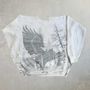 J- Vintage Eagle In Forest All Over Print Made In USA Crewneck - XL