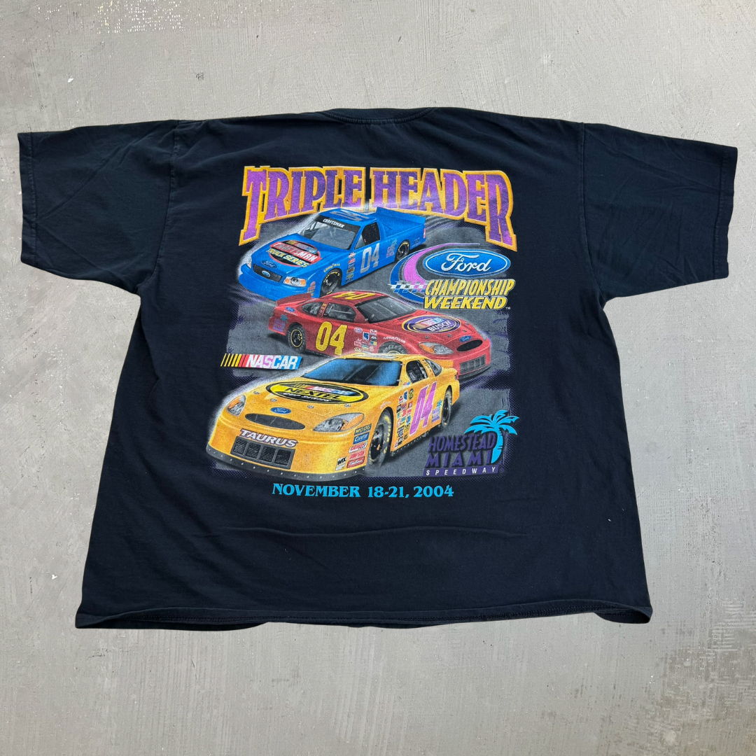 J- Vintage '04 Ford Nascar Triple Header Race Weekend Graphic Pocket Tee - 2XL