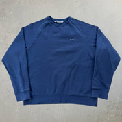 J- Vintage Nike Embroidered Swoosh Navy Crewneck - M