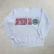 J- Vintage University Of Southern Cal Text & Embroidered Crest Crewneck - L