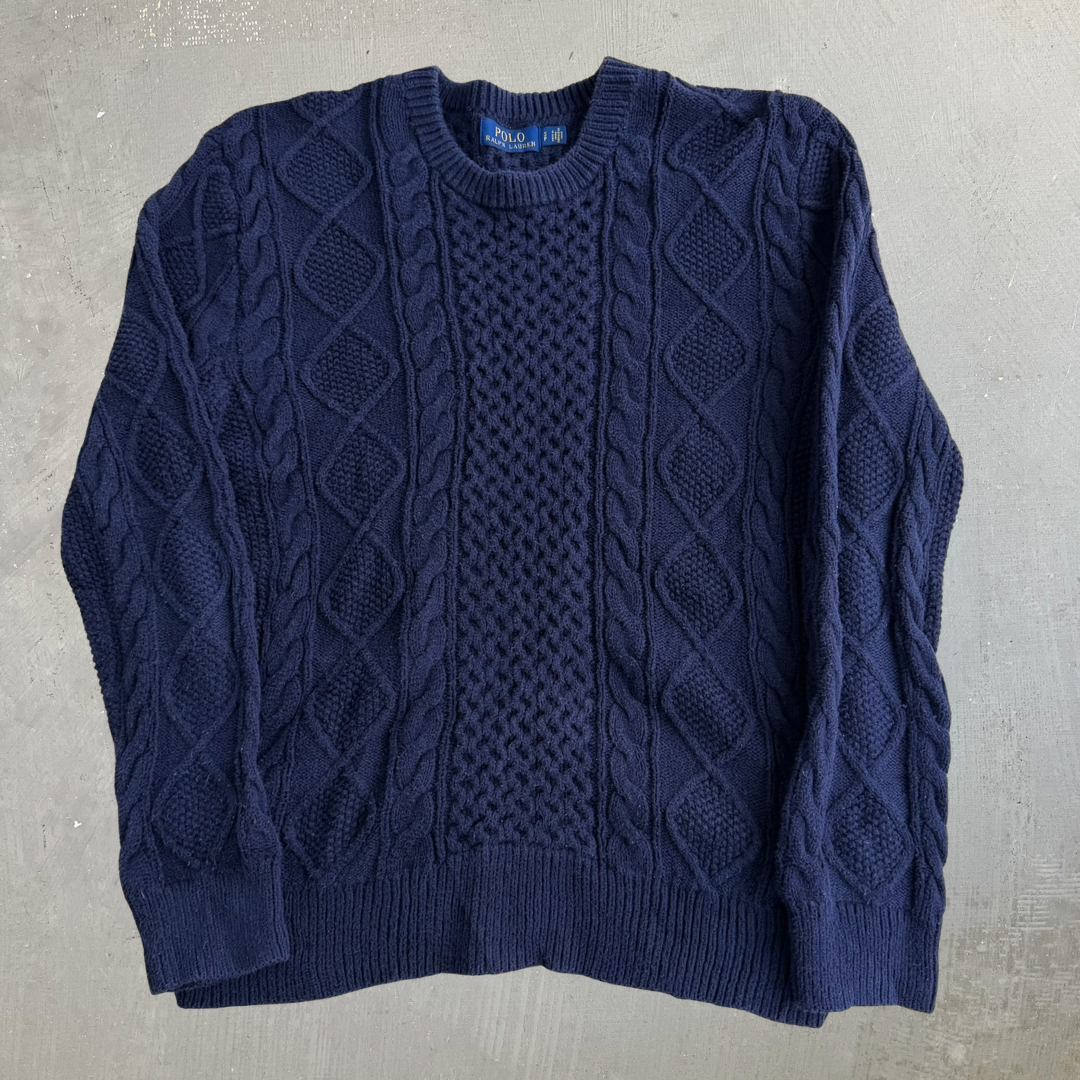 Polo Ralph Lauren Navy Cable Knit Sweater - S