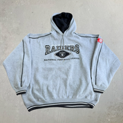 J- Vintage Oakland Raiders NFL Lee Embroidered Logo & Text Hoodie - XL