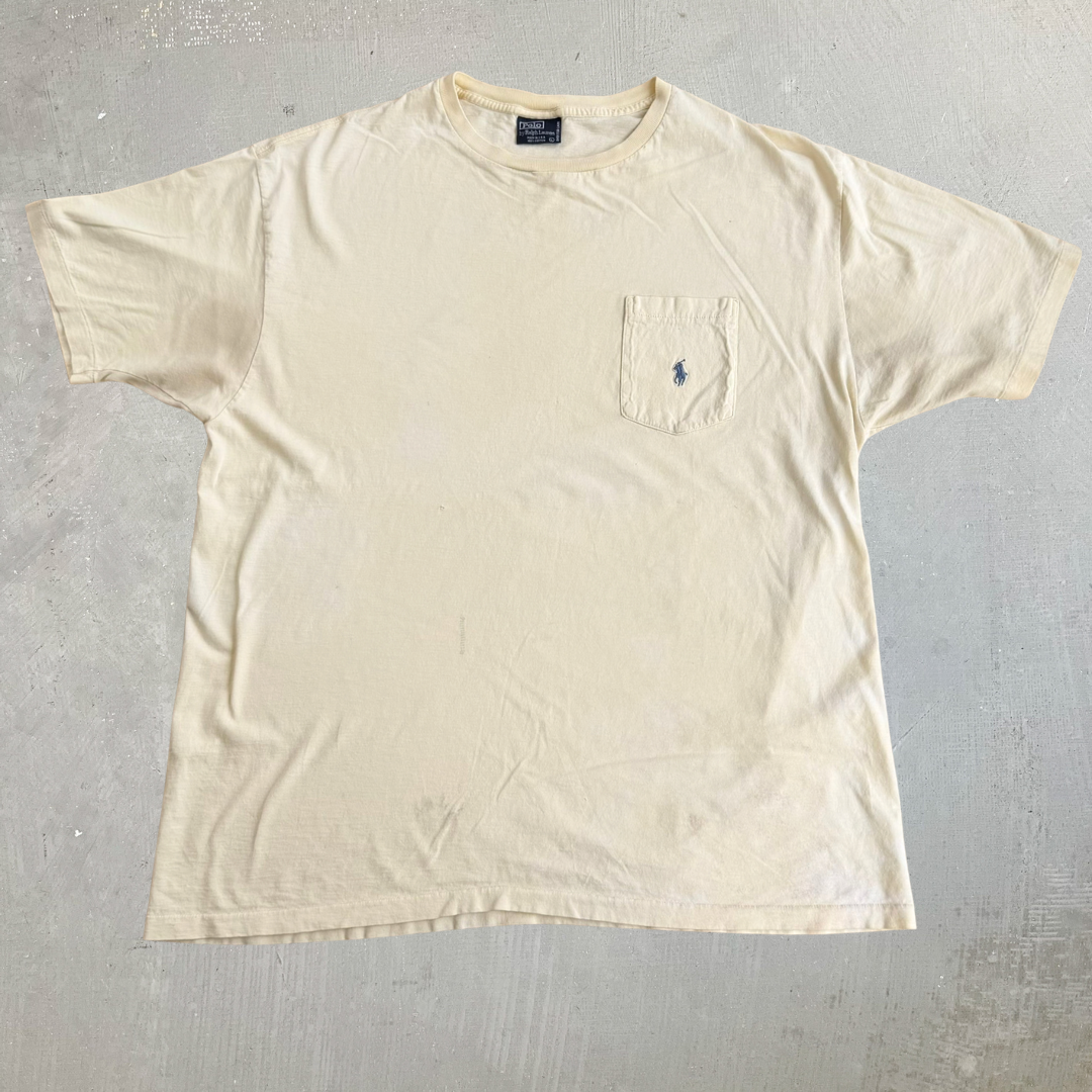 Vintage 90s Polo RL Embroidered Logo Made In USA Single Stitch Pocket Tee - L