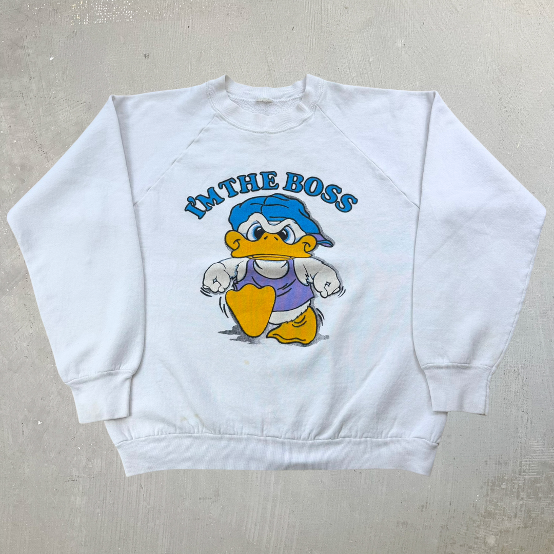 J- Vintage 90's I'm The Boss Duck Graphic Crewneck - M