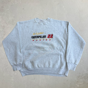 J- Vintage Nascar Ward Burton Caterpillar Racing Embroidered Text Crewneck - L