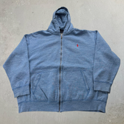 J- Vintage Polo Ralph Lauren Embroidered Logo Light Blue Pullover Hoodie - 3XL