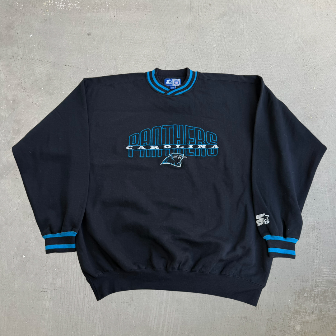 J- Vintage Carolina Panthers NFL Starter Embroidered Logo Crewneck - 2XL