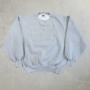 J- Vintage HG Vintage Calgary Embroidered Text Grey Russell Made In USA Crewneck - M