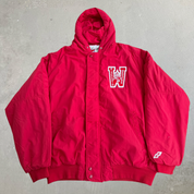 J- Vintage University Of Wisconsin Badgers Chenille Emb Logo Made In USA Winter Bomber Jacket - XL