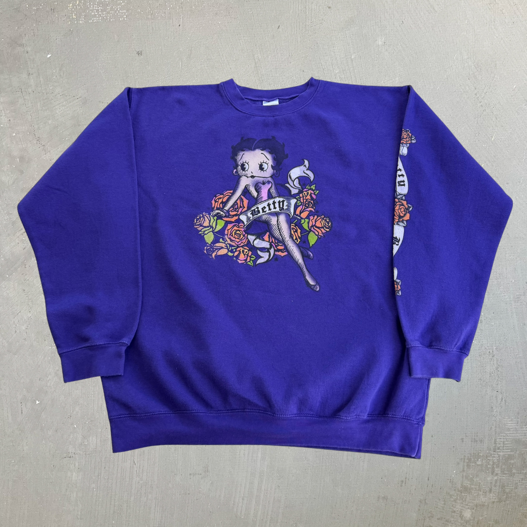 J- Vintage Betty Boop Graphic & Text Crewneck - XL