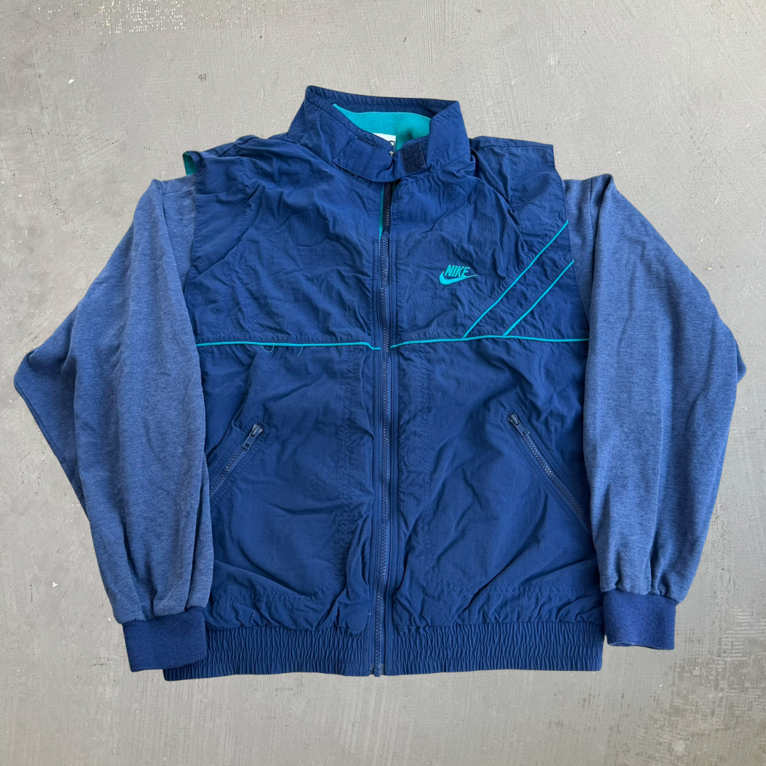 J- Vintage 90s Nike Embroidered Logo Zip Up Lightweight Sweatshirt/Nylon Jacket - L