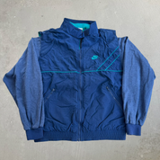 J- Vintage 90s Nike Embroidered Logo Zip Up Lightweight Sweatshirt/Nylon Jacket - L