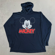 J- Vintage Disney Mickey Text & Graphic Made In USA Lightweight Hoodie - L