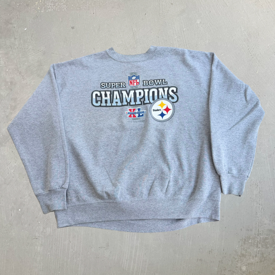 J- Vintage '06 Pittsburgh Steelers Super Bowl 40 NFL Graphic Crewneck - XL