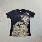 F- Vintage Ed Hardy Oni Mask & Snake Graphic Made In USA Tee