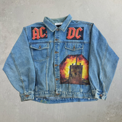 HOM AC/DC TNT Highway To Hell Reworked Denim Jacket - L