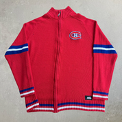 J- Vintage Montreal Canadiens NHL Zip Up Knit Sweater - XL