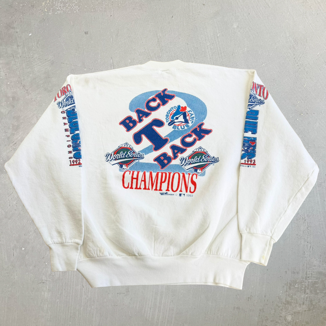 J- Vintage '93 Toronto Blue Jays MLB B2B World Series Champions Graphic Crewneck - XL