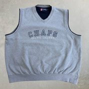 J- Vintage 90s Chaps RL Embroidered Text Sweatshirt Vest - 2XL