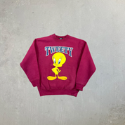 F- Vintage '97 Looney Tunes Tweety Bird Character & Text Made In USA Crewneck