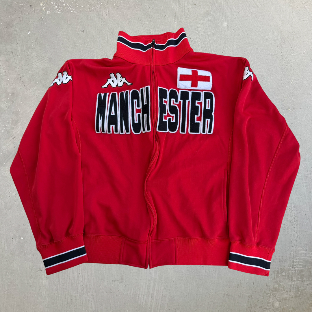 J- Vintage Kappa Manchester England Embroidered Graphic Zip Up Track Jacket - 2XL
