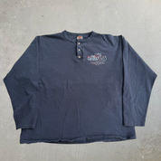J- Vintage '95 Harley Davidson San Antonio Made In USA Single Stitch Henley Long Sleeve Tee - XL