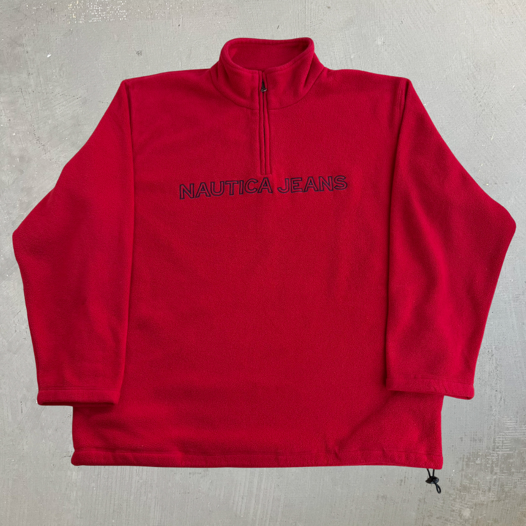 Vintage Nautica Jeans Made In USA Quarter Zip Polar Fleece - L