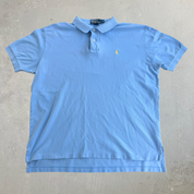 J- Vintage 90s Polo RL Embroidered Logo Baby Blue Polo Shirt - XL
