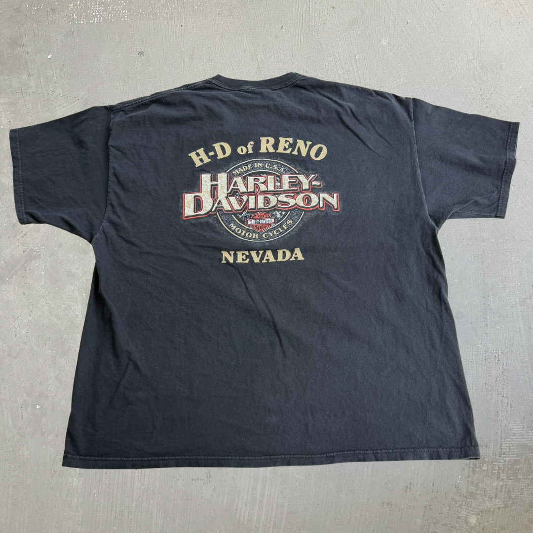 J- Vintage '01 Harley Davidson Reno Nevada Dragon Graphic Made In USA Tee - 3XL