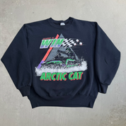 J- Vintage 90s Artic Cat Snowmobile Geared To Win Graphic Made In USA Crewneck - L