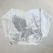 J- Vintage Eagle In Forest All Over Print Made In USA Crewneck - XL