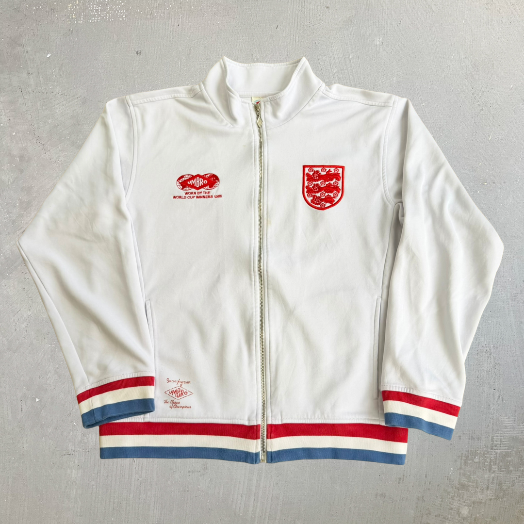 J- Vintage Umbro England Embroidered World Cup Winners 1986 Replica Track Jacket - L