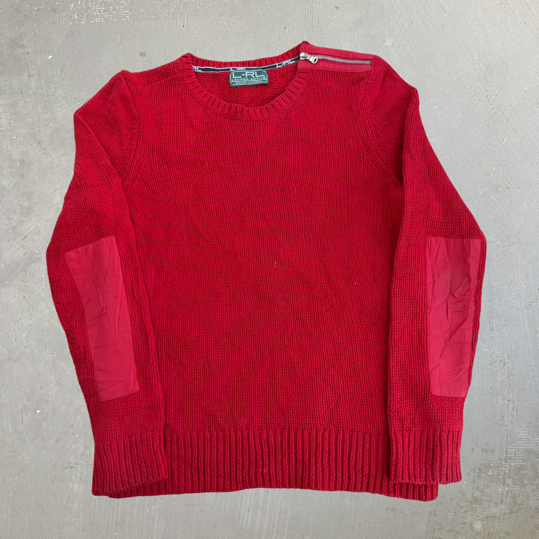 J- Vintage Women's Ralph Lauren L-RL Active Red Knit Sweater - Women's M