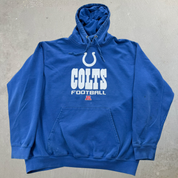 J- Vintage Indianapolis Colts NFL Logo & Text Hoodie - L