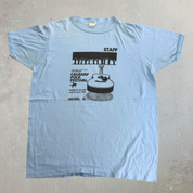 J- Vintage '83 4th Annual Calgary Folk Festival Staff Graphic Single Stitch Ringer Tee - XL (fits L)