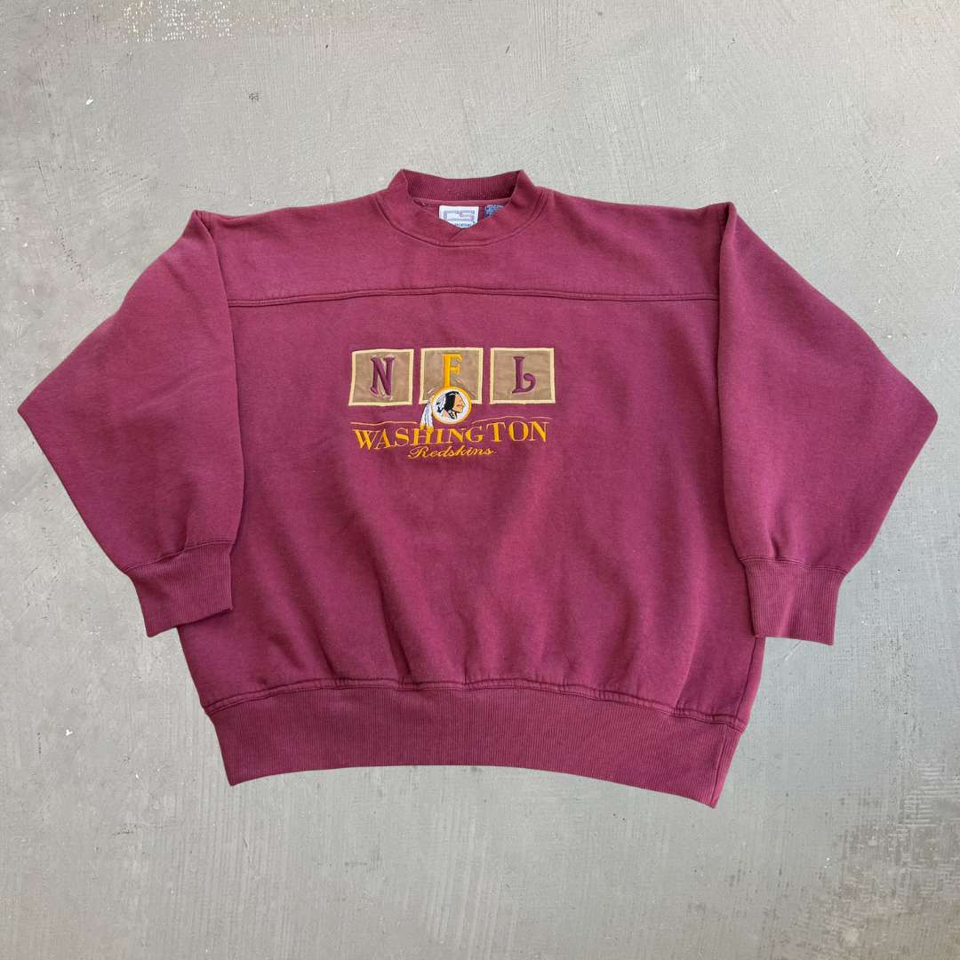 J- Vintage Washington Commanders NFL Embroidered Logo & Text Crewneck - L