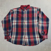J- Vintage 90s Polo RL Plaid Flannel Button Down Shirt - L